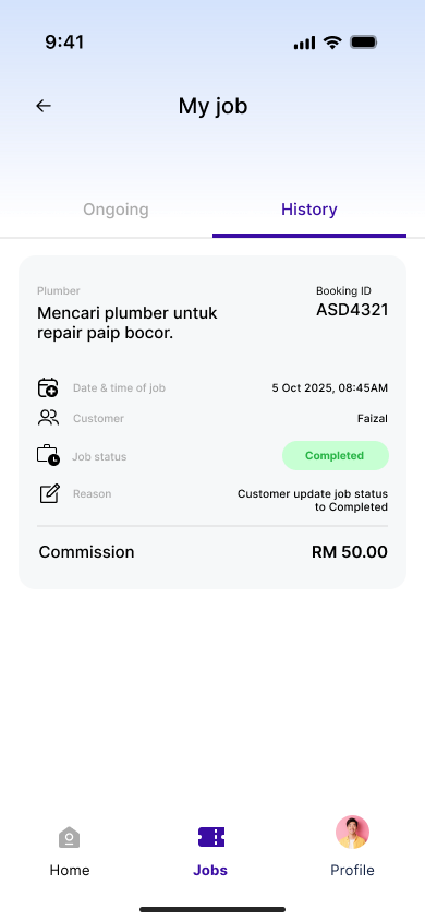 Completed worker job